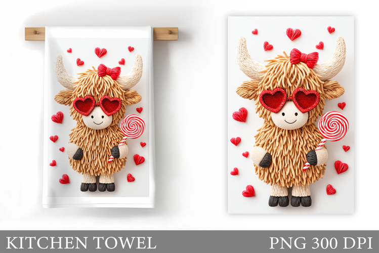 Valentines Cow Kitchen Towel. Valentine Kitchen Towel Design