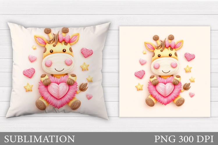 Valentines Giraffe Pillow. Valentines Pillow Sublimation
