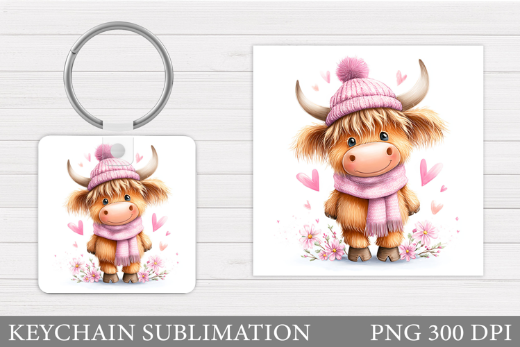 Valentines Cow Keychain. Valentine Keychain Sublimation