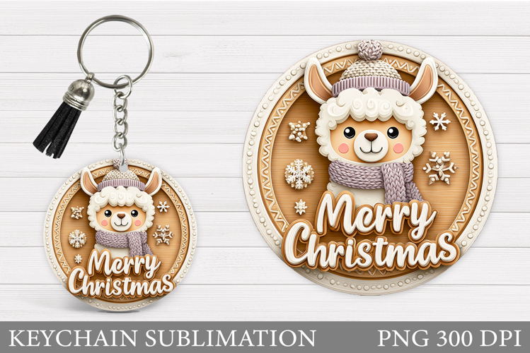 Christmas Lama Keychain. Cute Lama Keychain Design