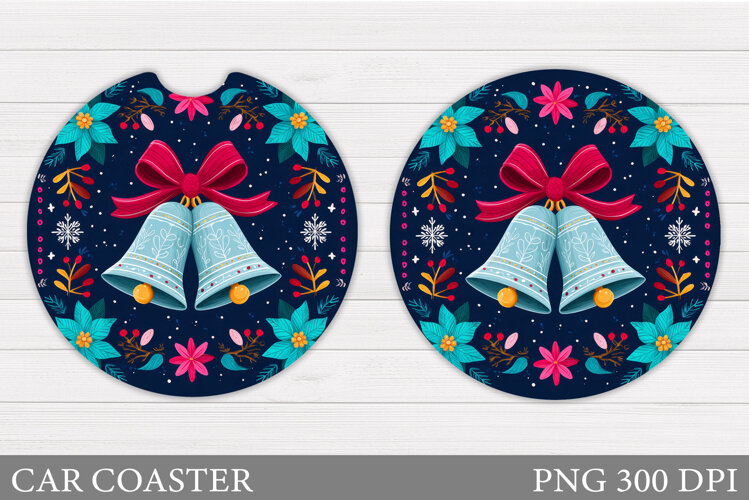 Christmas Car Coaster Design. Christmas Round Coaster example image 1