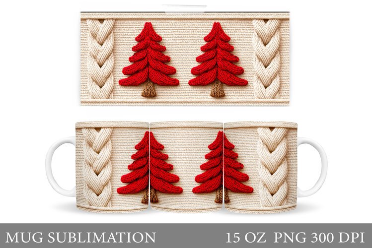 Crochet Christmas Tree Mug. Christmas Mug Sublimation example image 1