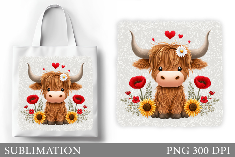 Summer Cow Tote Bag Design. Cute Cow Sublimation