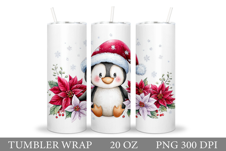 Cute Penguin Tumbler Design. Christmas Tumbler Sublimation