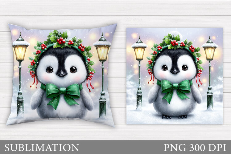 Christmas Penguin Pillow. Christmas Pillow Design example image 1