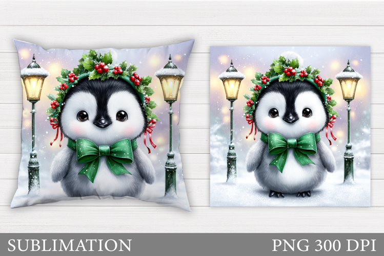 Christmas Penguin Pillow. Christmas Pillow Design