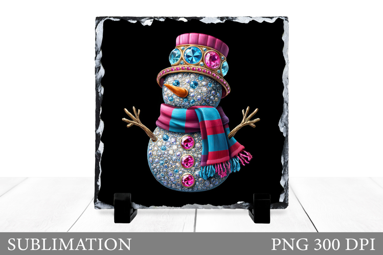 Sparkling Snowman Slate Design. Cute Snowman Sublimation