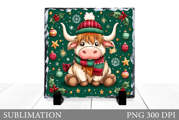 Christmas Cow Sublimation. Christmas Cow Slate Design
