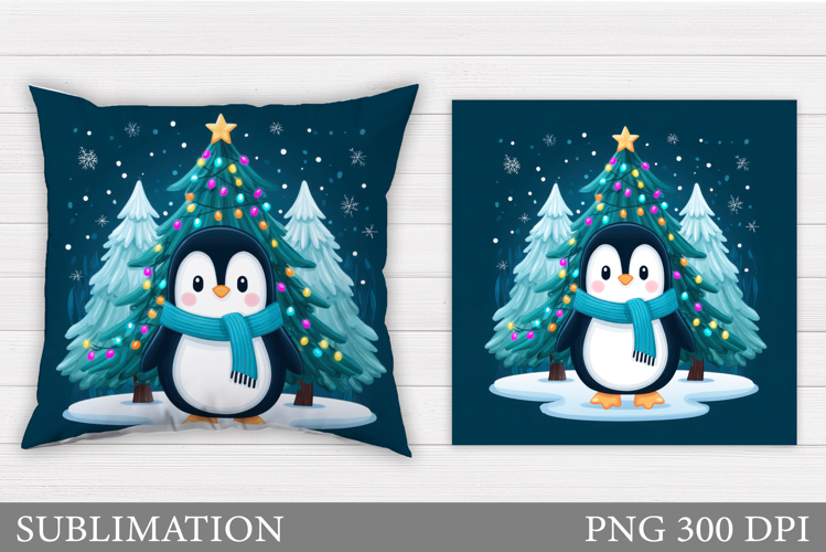 Christmas Penguin Pillow. Christmas Pillow Design