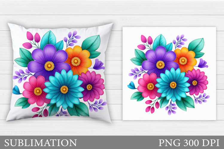 Flowers Pillow Design. Floral Pillow Sublimation