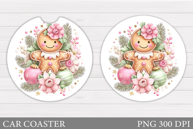 Gingerbread Car Coaster. Christmas Car Coaster Sublimation