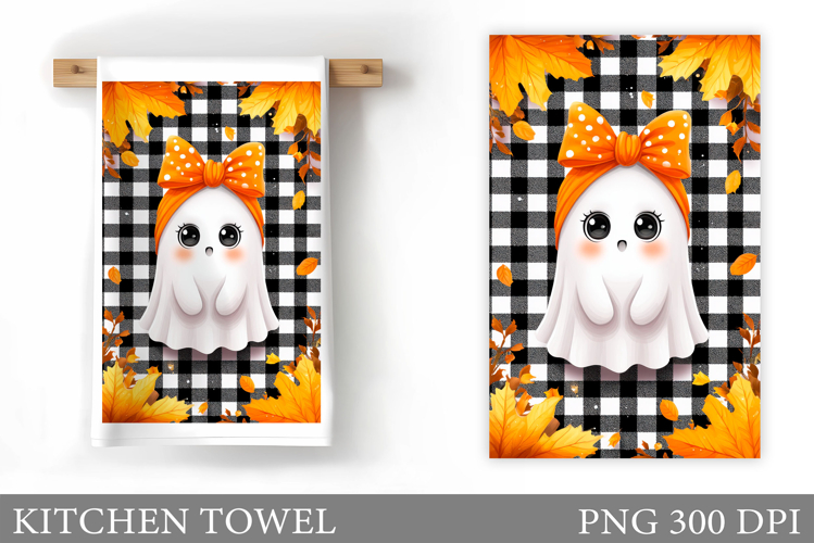 Fall Ghost Kitchen Towel. Fall Kitchen Towel Sublimation
