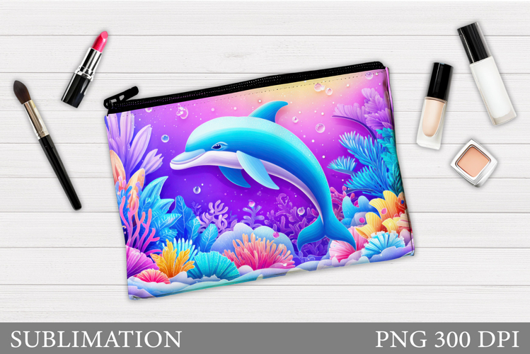 Dolphin Makeup Bag Design. Dolphin Cosmetics Bag Sublimation