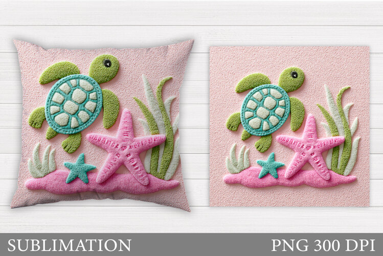 Sea Turtle Pillow Design. Sea Turtle Sublimation example image 1