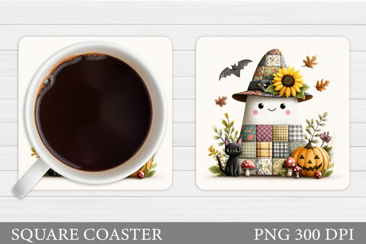 Cute Ghost Coaster Design. Cute Halloween Sublimation