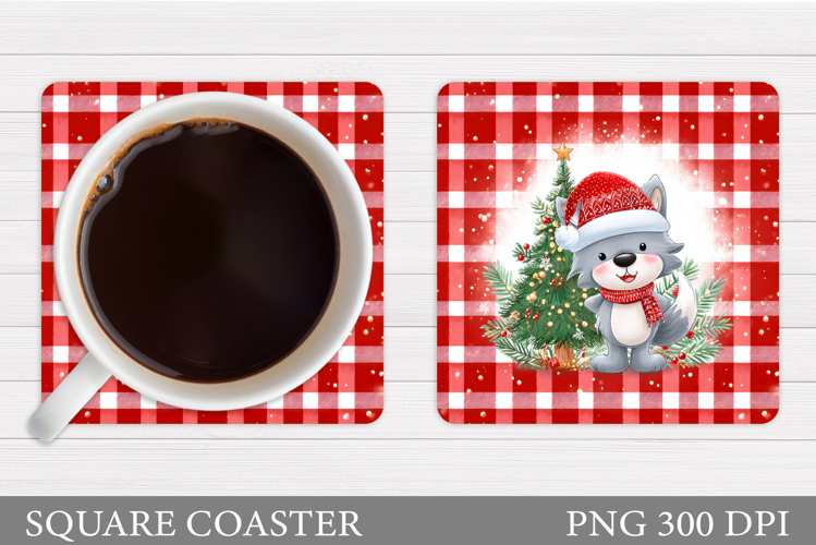 Christmas Wolf Coaster. Christmas Coaster Sublimation