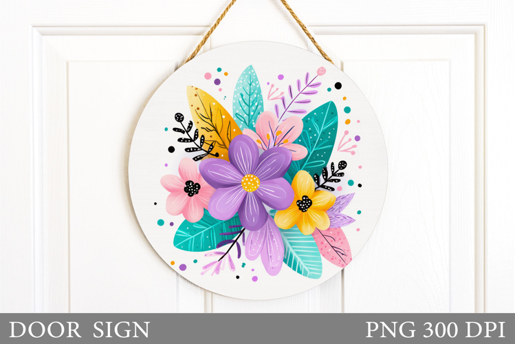 Floral Door Sign Sublimation. Flowers Door Sign Design