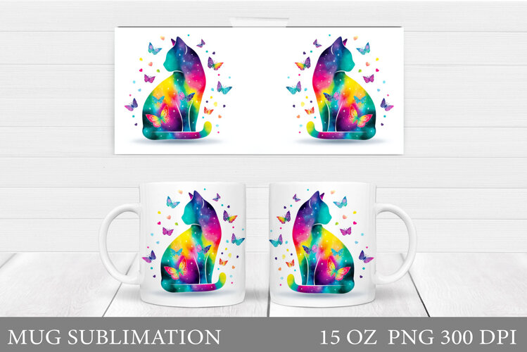 Cute Cat Mug Design. Cute Cat Sublimation example image 1