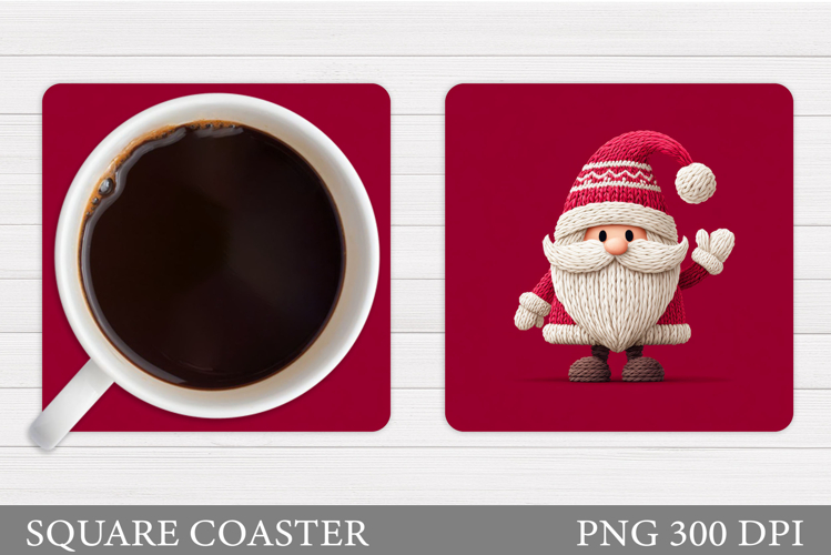 Cute Santa Coaster Sublimation. Christmas Coaster Design