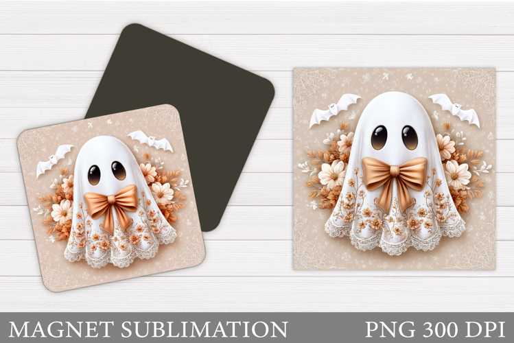 Cute Ghost Magnet Design. Halloween Magnet Sublimation