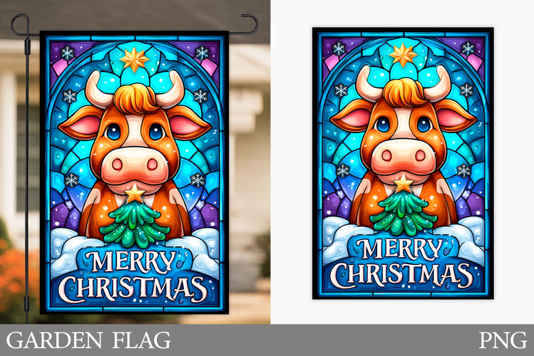 Christmas Cow Garden Flag. Christmas Garden Flag Sublimation