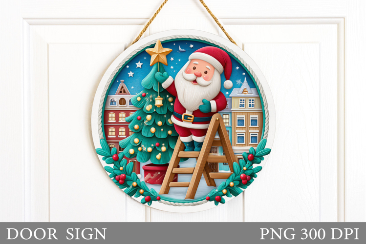 Santa Claus Door Sign. Christmas Door Sign Design