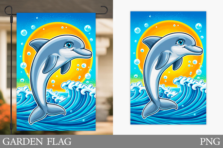 Cute Dolphin Garden Flag Design. Dolphin Sublimation