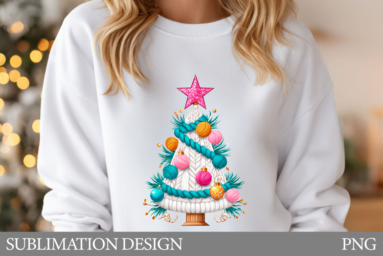 Christmas Tree Sublimation. Crochet Christmas Tree T-Shirt