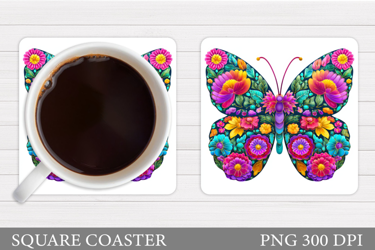 Floral Butterfly Coaster Design. Butterfly Sublimation