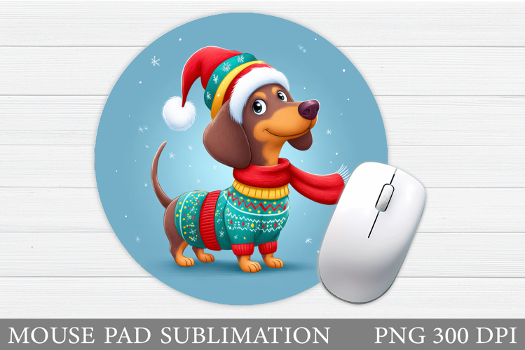Christmas Dog Mouse Pad. Cute Dog Mouse Pad Design