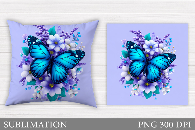 Butterfly Flowers Sublimation. Butterfly Pillow Sublimation