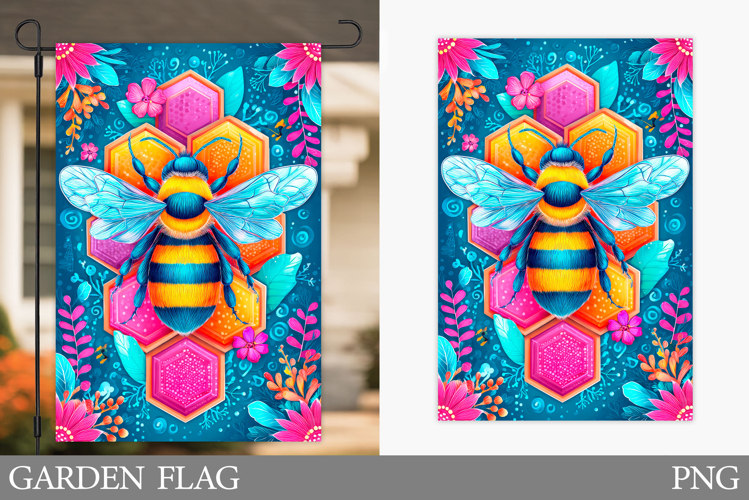 Bee Garden Flag Design. Summer Garden Flag Sublimation