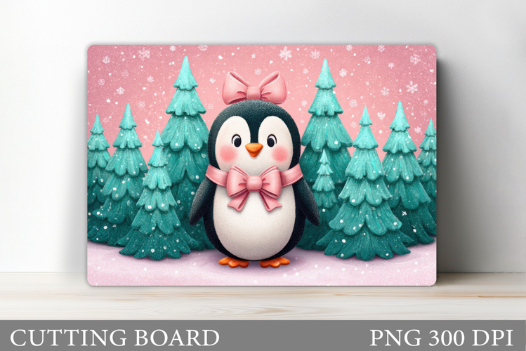 Cute Penguin Cutting Board. Christmas Cutting Board Design