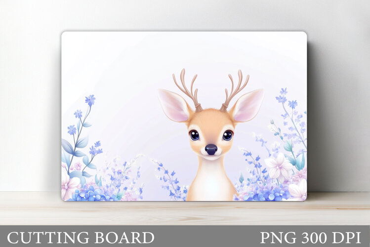 Cute Deer Cutting Board. Deer Flowers Cutting Board Design example image 1