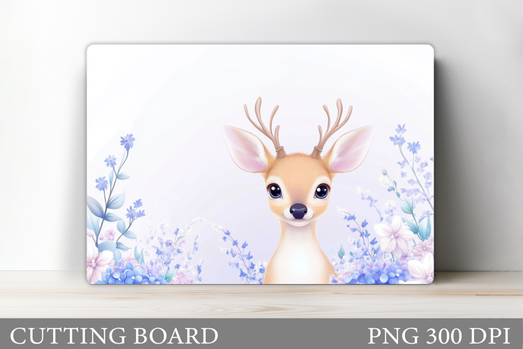 Cute Deer Cutting Board. Deer Flowers Cutting Board Design