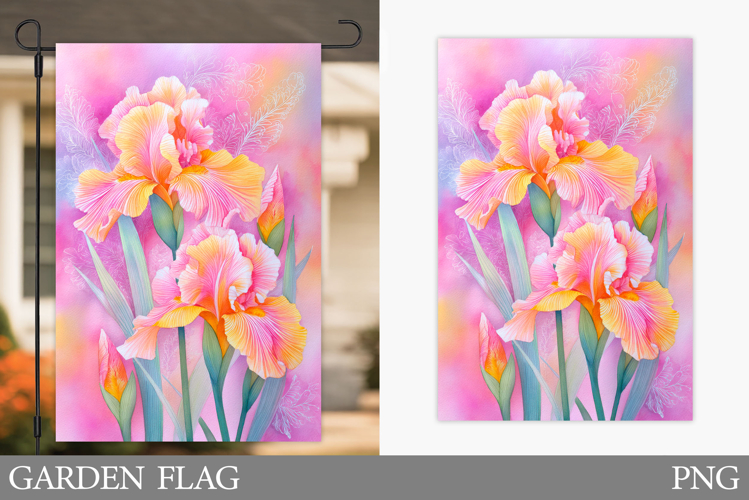 Irises Garden Flag Sublimation. Floral Garden Flag Design