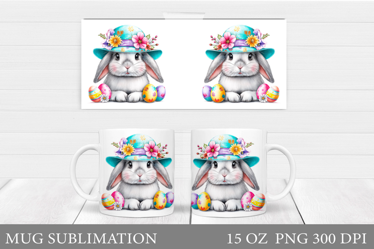 Easter Bunny Mug Design. Easter Mug Wrap Sublimation