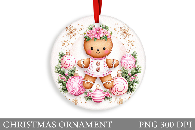Gingerbread Christmas Ornament. Cute Raccoon Sublimation