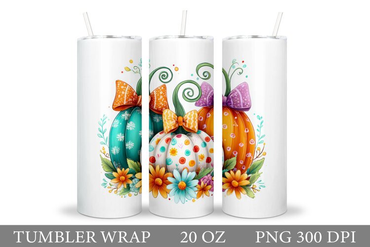 Pumpkin Tumbler Design. Pumpkin Sublimation example image 1