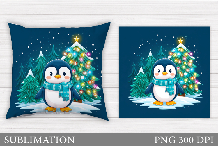 Christmas Penguin Pillow. Christmas Pillow Design