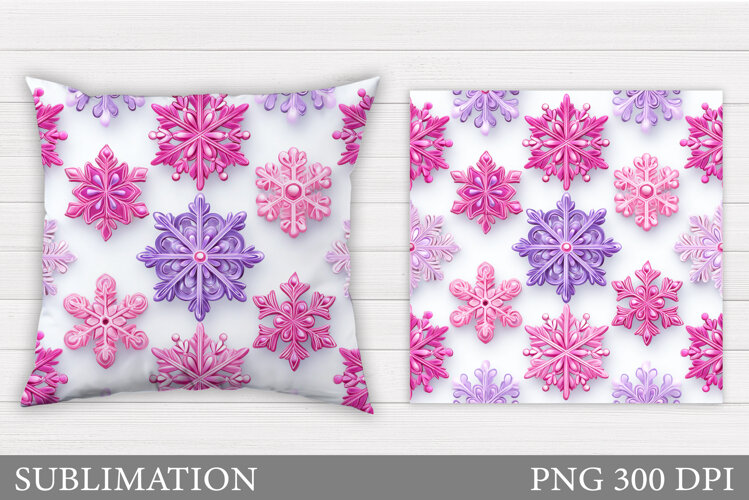 Snowflakes Pillow Design. Christmas Pillow Sublimation example image 1
