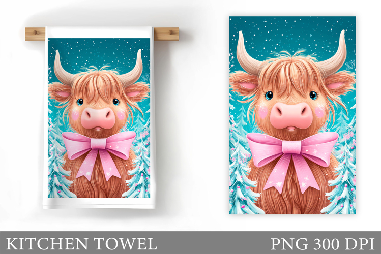 Christmas Cow Kitchen Towel. Christmas Kitchen Towel Design