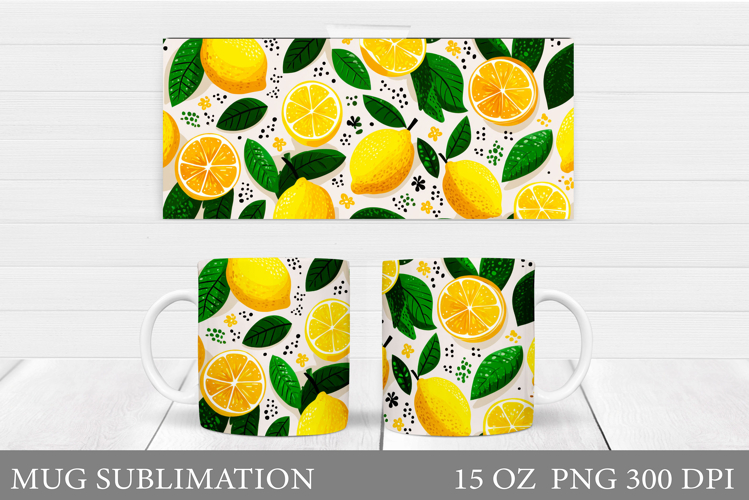 Lemons Mug Design. Summer Mug Sublimation