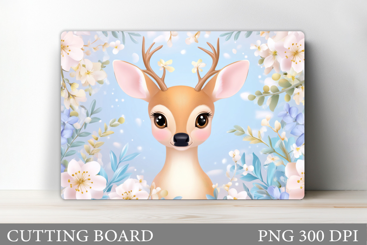 Cute Deer Cutting Board. Deer Flowers Cutting Board Design