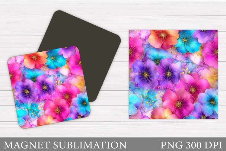 Flowers Magnet Design. Floral Magnet Sublimation