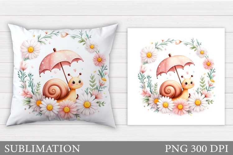Cute Snail Pillow Design. Cute Snail Sublimation
