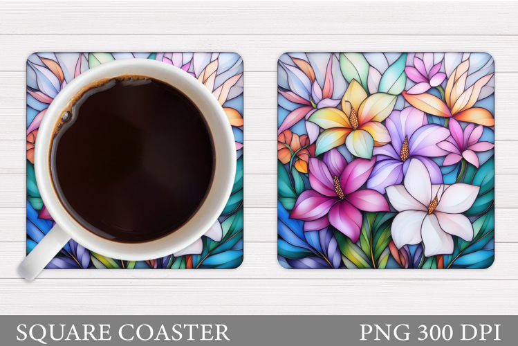 Flowers Coaster Sublimation. Floral Coaster Design