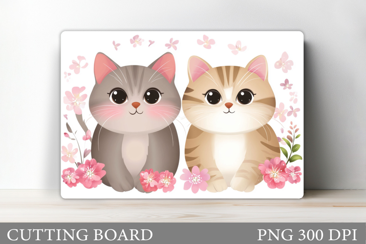 Cute Cats Cutting Board. Cat Flowers Cutting Board Design