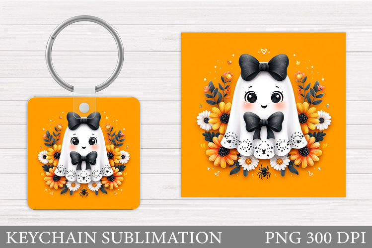 Cute Ghost Keychain Design. Cute Halloween Keychain