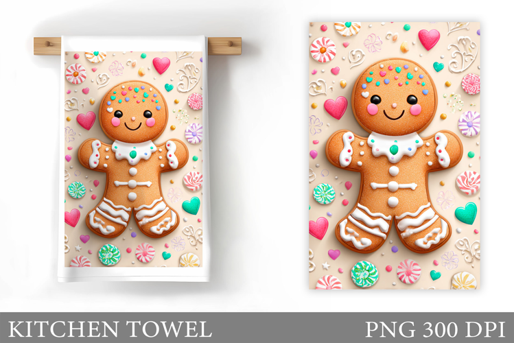Gingerbread Kitchen Towel. Christmas Kitchen Towel Design